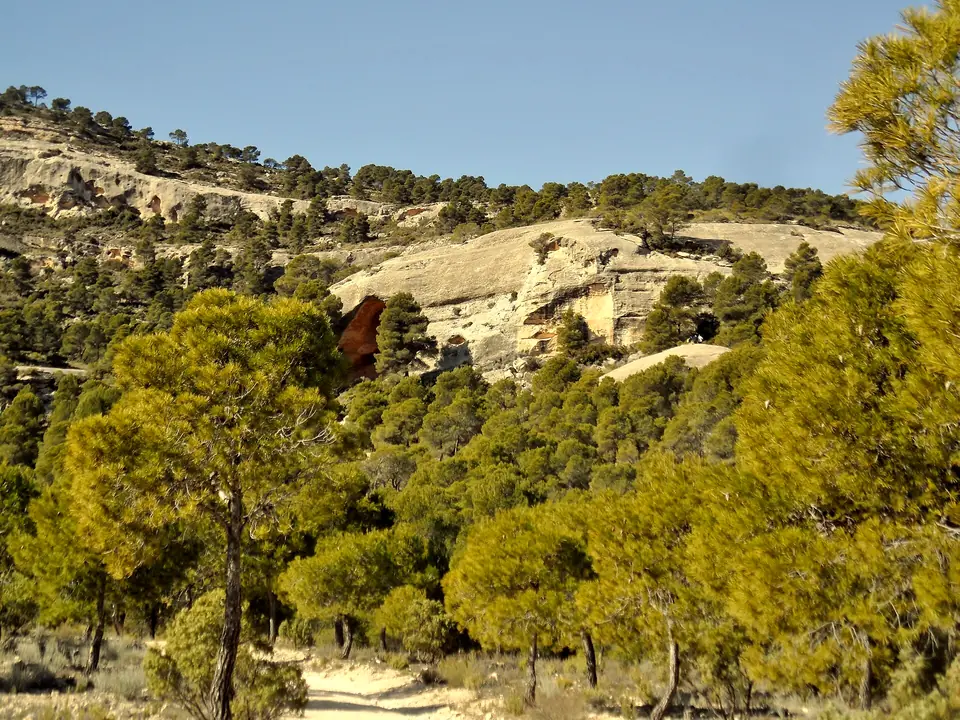 Silueta rocosa del Monte Arabí en el campo de Yecla